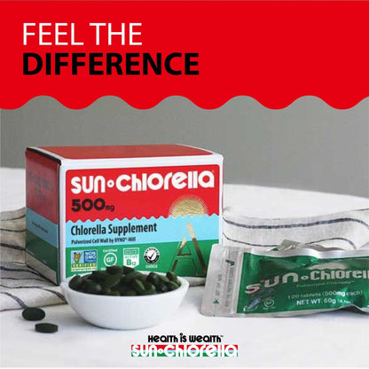 Sun Chlorella 500mg Whole Body Wellness Green Algae Superfood Supplement - Immune Defense, Gut Health, Natural Purification, Energy Boost - PrimeBioHealth - canada supplements