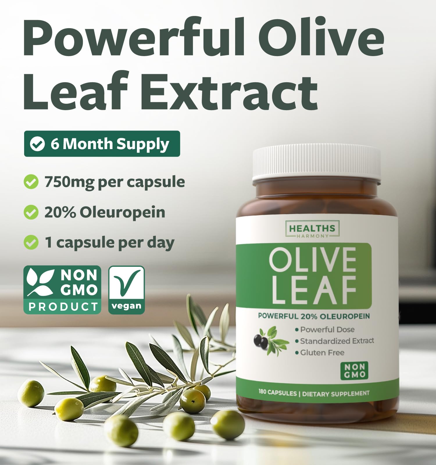 Super Strength Olive Leaf Extract Capsules - Vegan Non-GMO 750mg Olive Extract with 20% Oleuropein Antioxidant Supplement for Immunity Skin and Heart Health Support - Made in The USA (2 Month Supply) - PrimeBioHealth - canada supplements