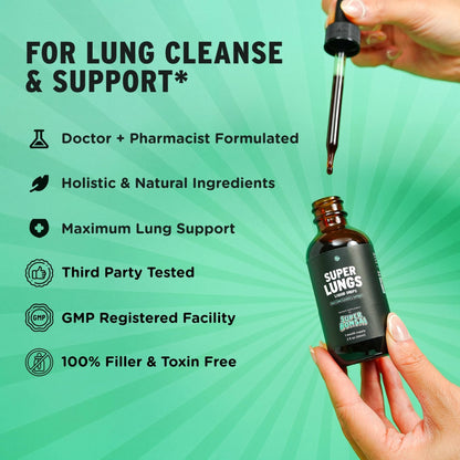 SuperBonsai Super Lungs Mullein Drops – Herbal Lung Support Tincture with Mullein Leaf Extract Elderberry Reishi Marshmallow Root - PrimeBioHealth - canada supplements