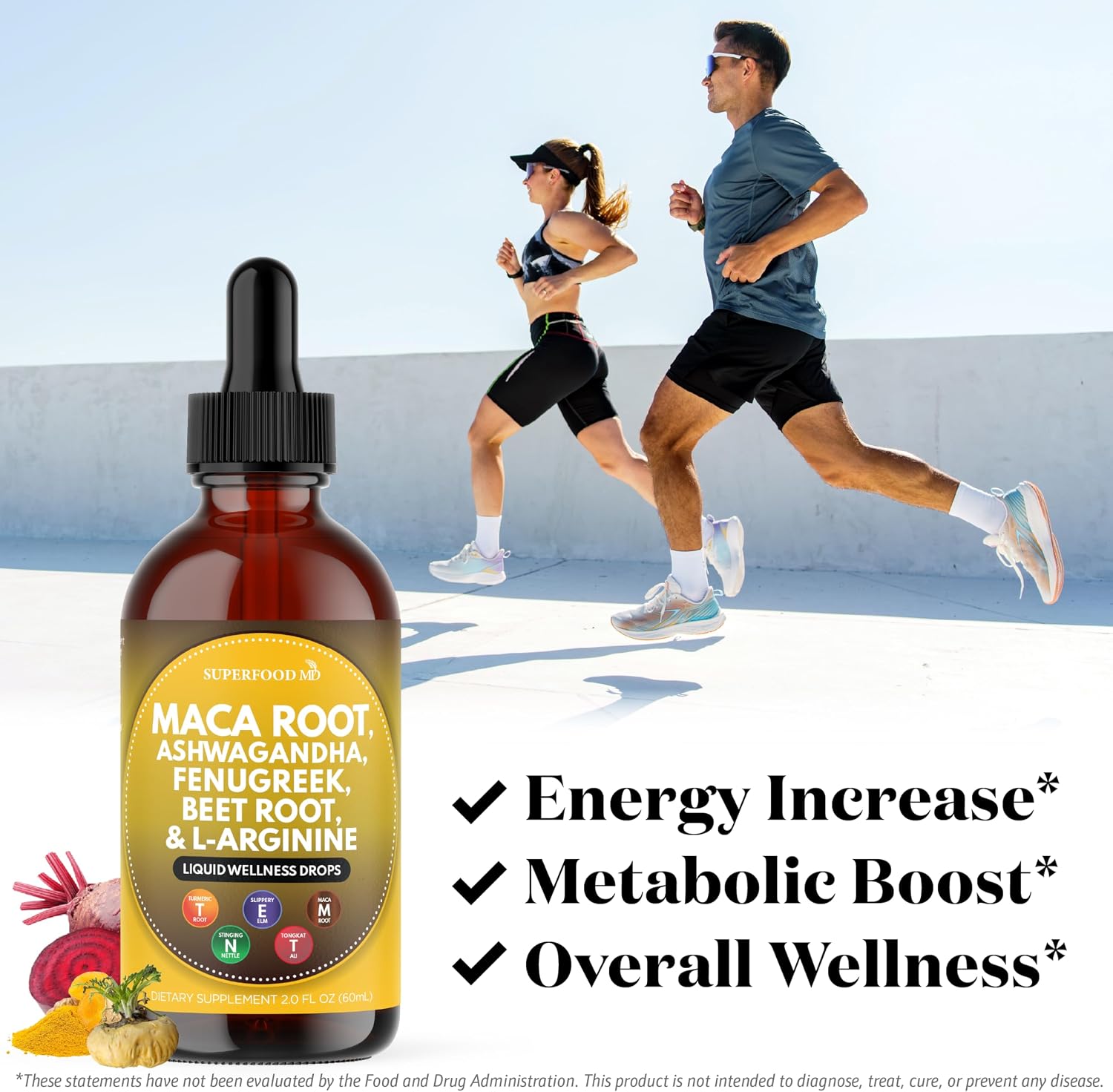 Superfood MD Maca Root Liquid Drops with Ashwagandha, Nettle, Fenugreek, Beet Root and L-Arginine Liquid Multivitamin for Women and Men - 8 Oz - PrimeBioHealth - canada supplements