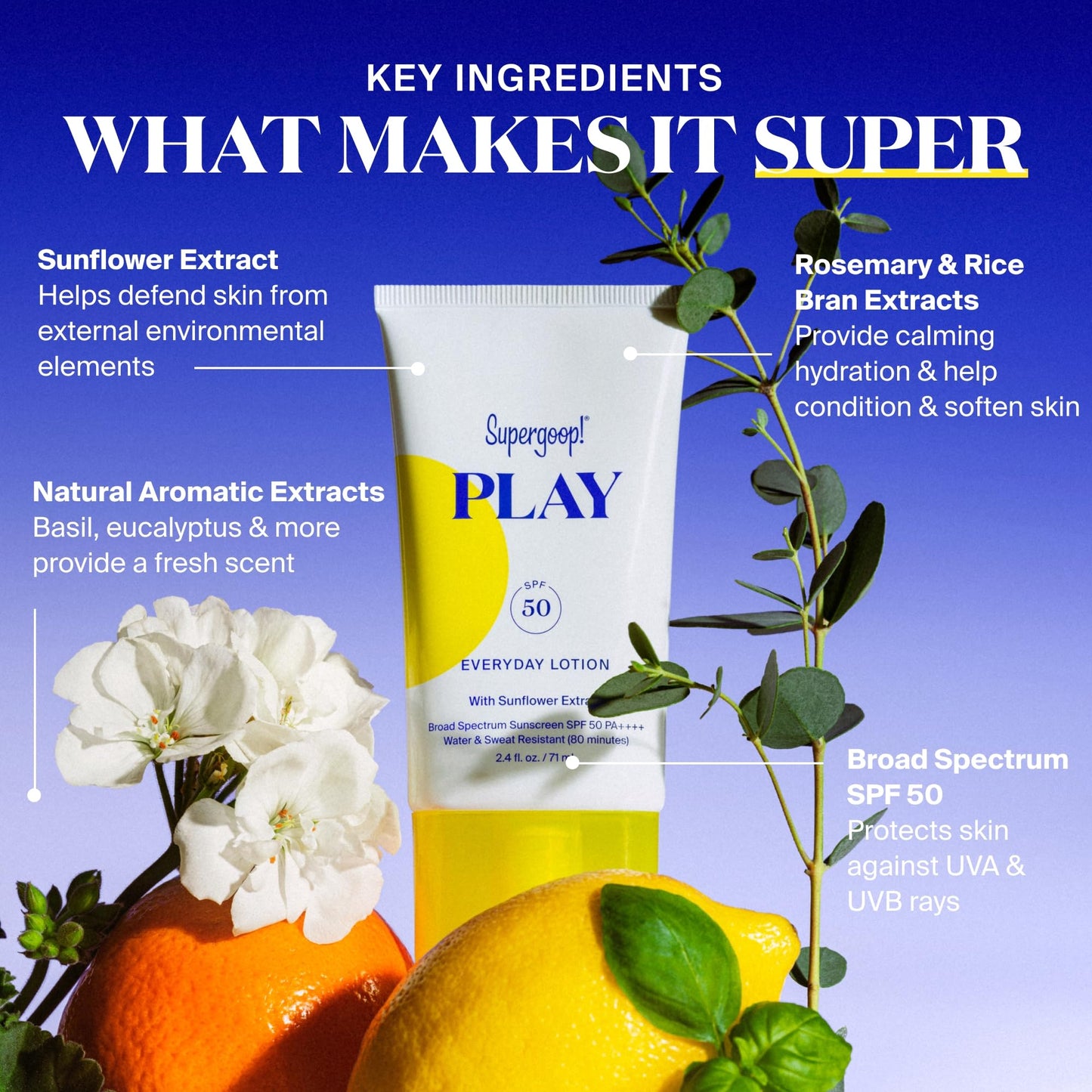 Supergoop! PLAY Everyday Lotion SPF 50 - Broad Spectrum Body & Face Sunscreen - Great for Active Days - Fast Absorbing - PrimeBioHealth - canada supplements