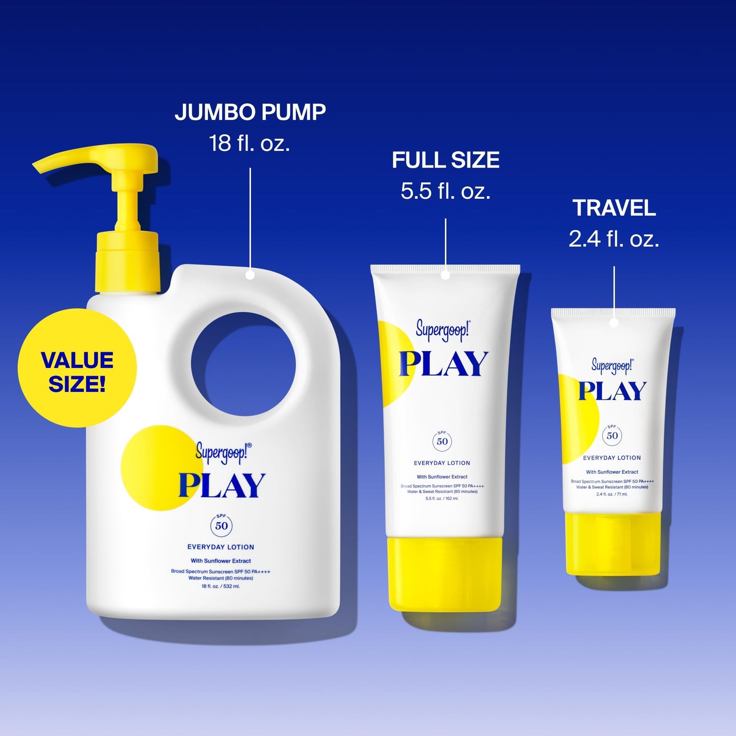 Supergoop! PLAY Everyday Lotion SPF 50 - Broad Spectrum Body & Face Sunscreen - Great for Active Days - Fast Absorbing - PrimeBioHealth - canada supplements
