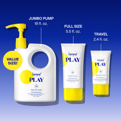 Supergoop! PLAY Everyday Lotion SPF 50 - Broad Spectrum Body & Face Sunscreen - Great for Active Days - Fast Absorbing - PrimeBioHealth - canada supplements
