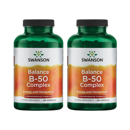 Swanson Balance B-50 High-Potency B Vitamin Complex for Busy Adults Seeking Immune, Heart, and Nervous System Support (250 Capsules) - PrimeBioHealth - canada supplements