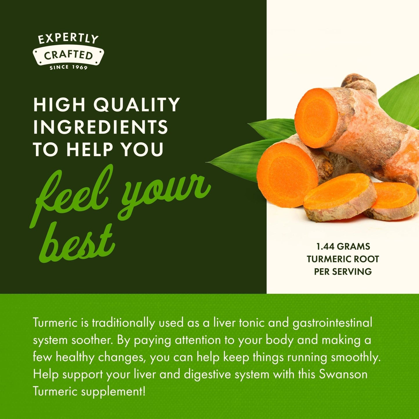 Swanson Full Spectrum Turmeric Curcumin Joint, Liver, and Digestive Support Supplement for Active Adults - Non-GMO - PrimeBioHealth - canada supplements