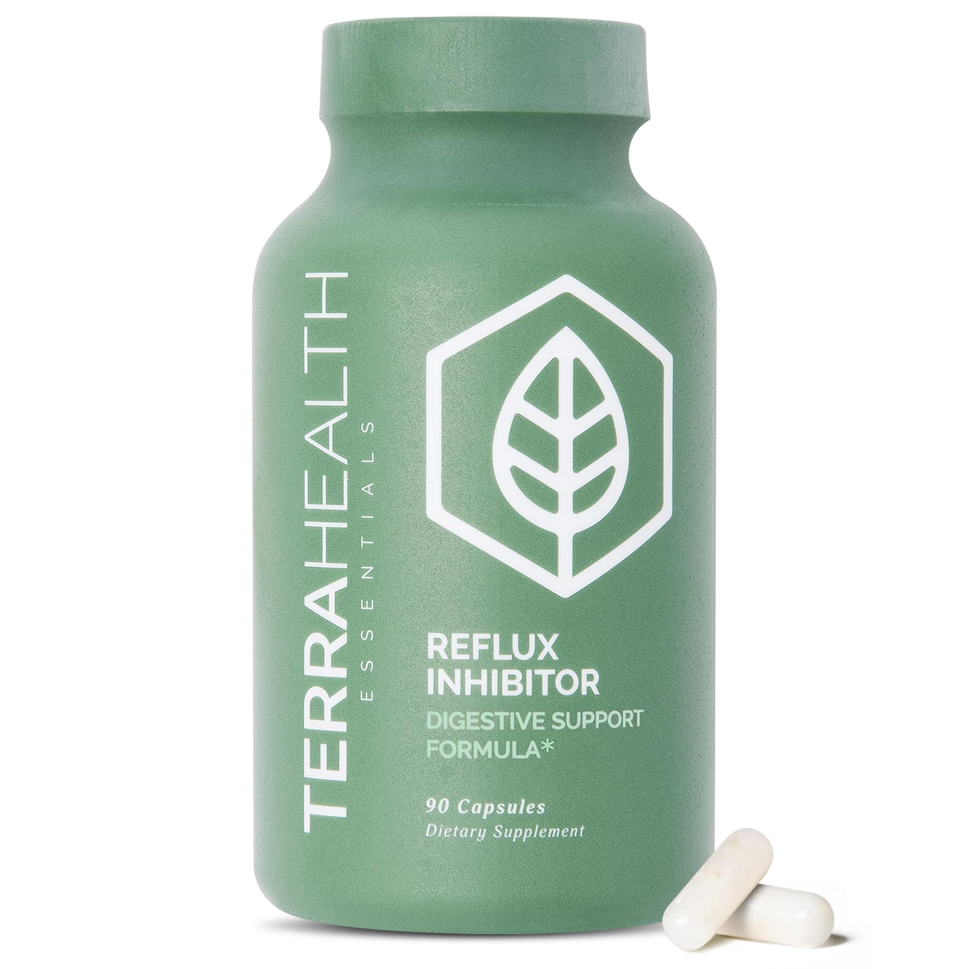 Terra Health Essentials Reflux Inhibitor - Digestive Supplement for Stomach Comfort, Acid Balance & Nutrient Absorption - Betaine HCL with Pepsin - PrimeBioHealth - canada supplements