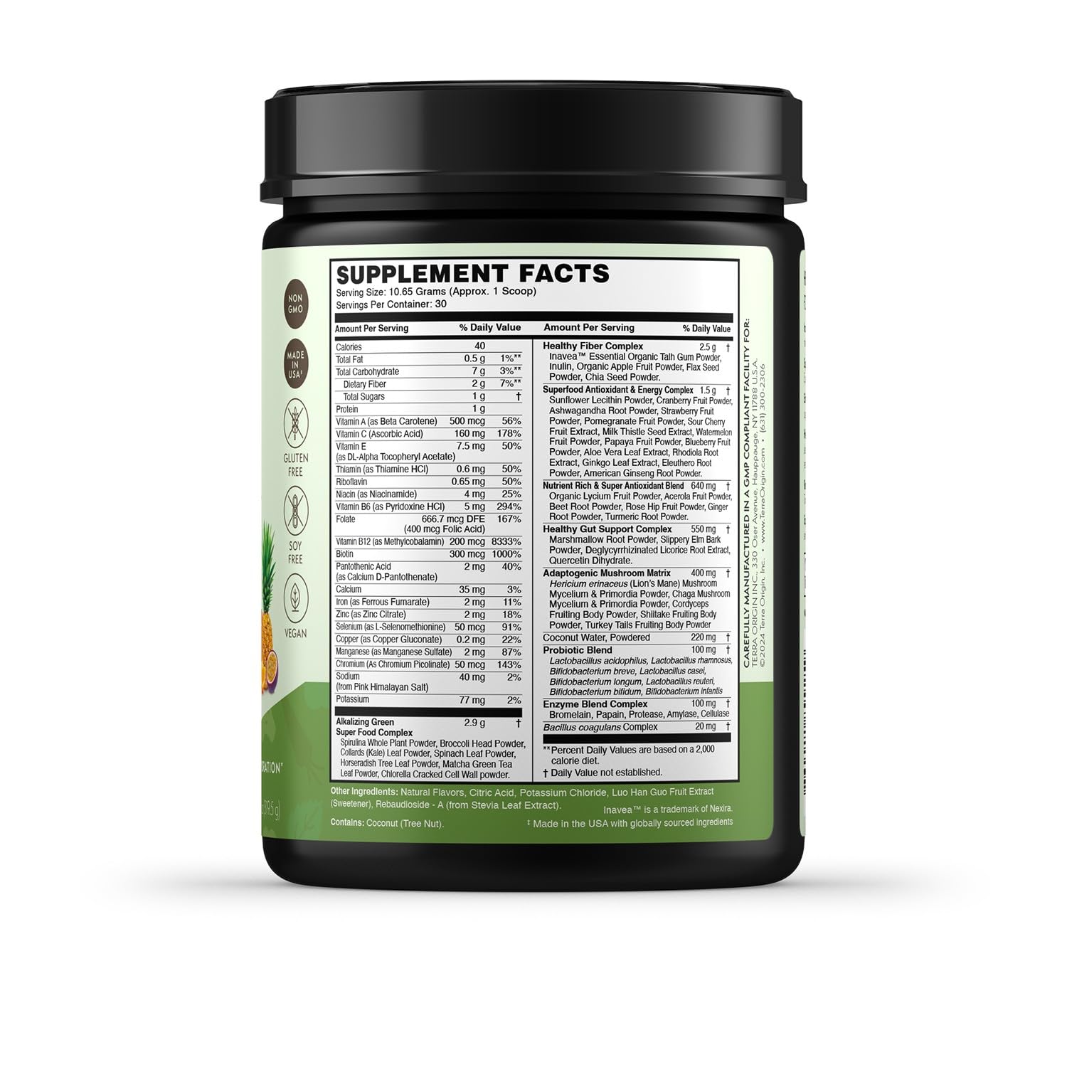 TERRA ORIGIN Healthy Greens Powder Supplement | Superfood Digestive Enzyme & Probiotic Blends | Immune, Gut, and Digestive Support for Women - PrimeBioHealth - canada supplements