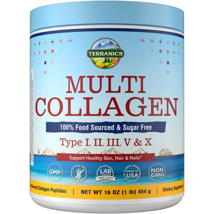 Terranics Multi Collagen Peptides Powder, Type I II III V X Hydrolyzed Collagen for Women+Men, Collagen Supplements, Fast Dissolve - PrimeBioHealth - canada supplements