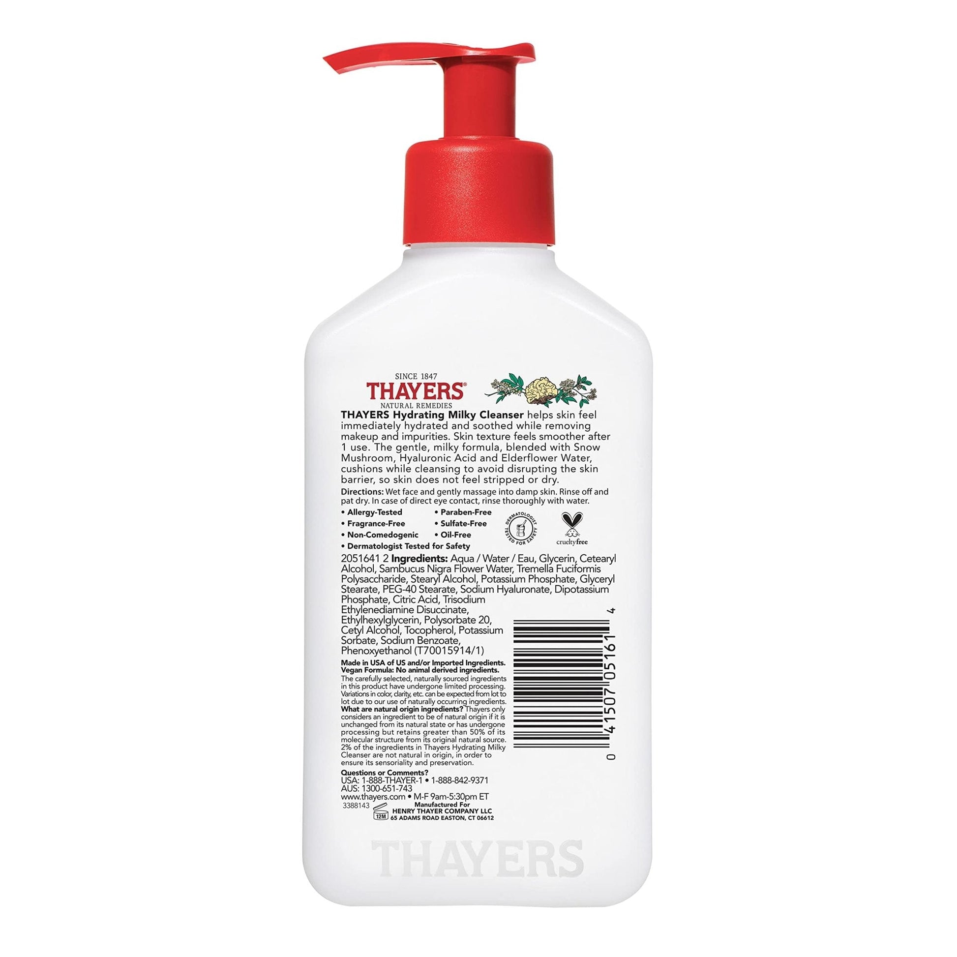 Thayers Milky Hydrating Face Cleanser with Snow Mushroom and Hyaluronic Acid, Dermatologist Recommended Gentle Facial Wash and Hydrating Skincare - PrimeBioHealth - canada supplements