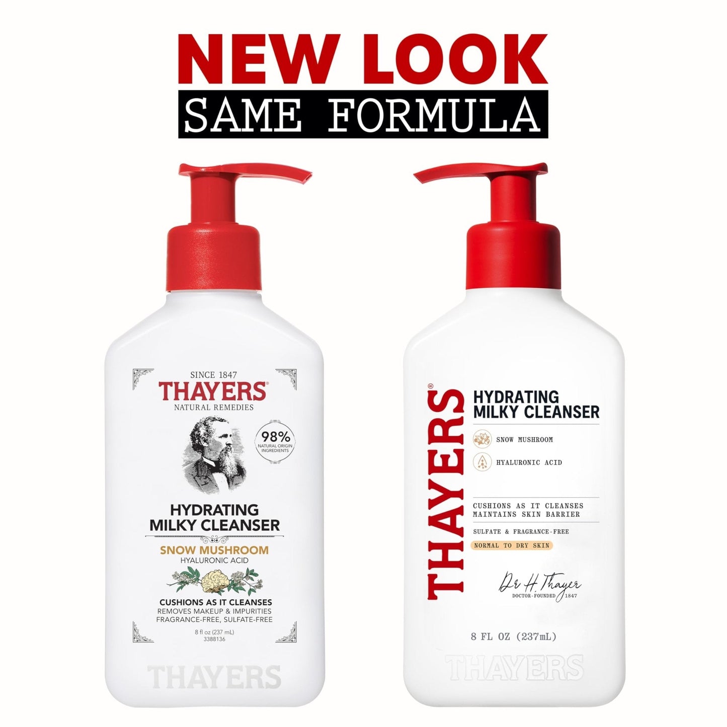 Thayers Milky Hydrating Face Cleanser with Snow Mushroom and Hyaluronic Acid, Dermatologist Recommended Gentle Facial Wash and Hydrating Skincare - PrimeBioHealth - canada supplements