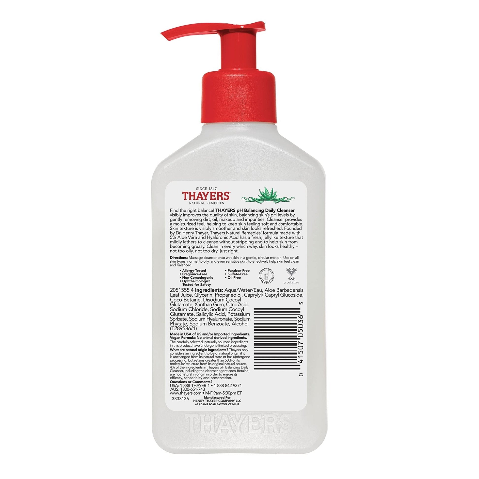 THAYERS pH Balancing Daily Cleanser, Face Wash with Aloe Vera, Gentle and Hydrating Skin Care for Dry, Oily, or Acne Prone Skin, 8 FL Oz. - PrimeBioHealth - canada supplements