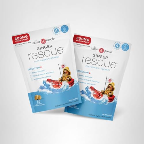 The Ginger People Ginger Rescue Digestive Wellness Lozenges (Soft) | Extra Strength - 800mg | Nausea, Upset Stomach, Motion Sickness - PrimeBioHealth - canada supplements