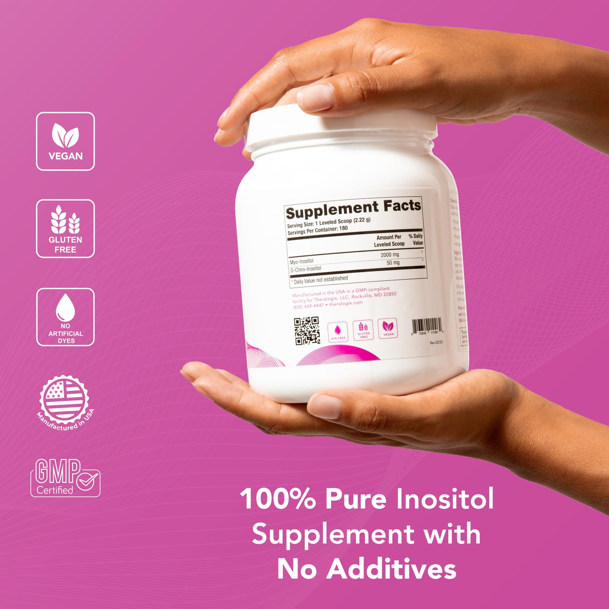 Theralogix Ovasitol Inositol Powder - 90-Day Supply - Myo-Inositol & D-Chiro Inositol for Hormone Balance & Ovarian Function Support - NSF Certified - 400 g (180 Servings) - PrimeBioHealth - canada supplements