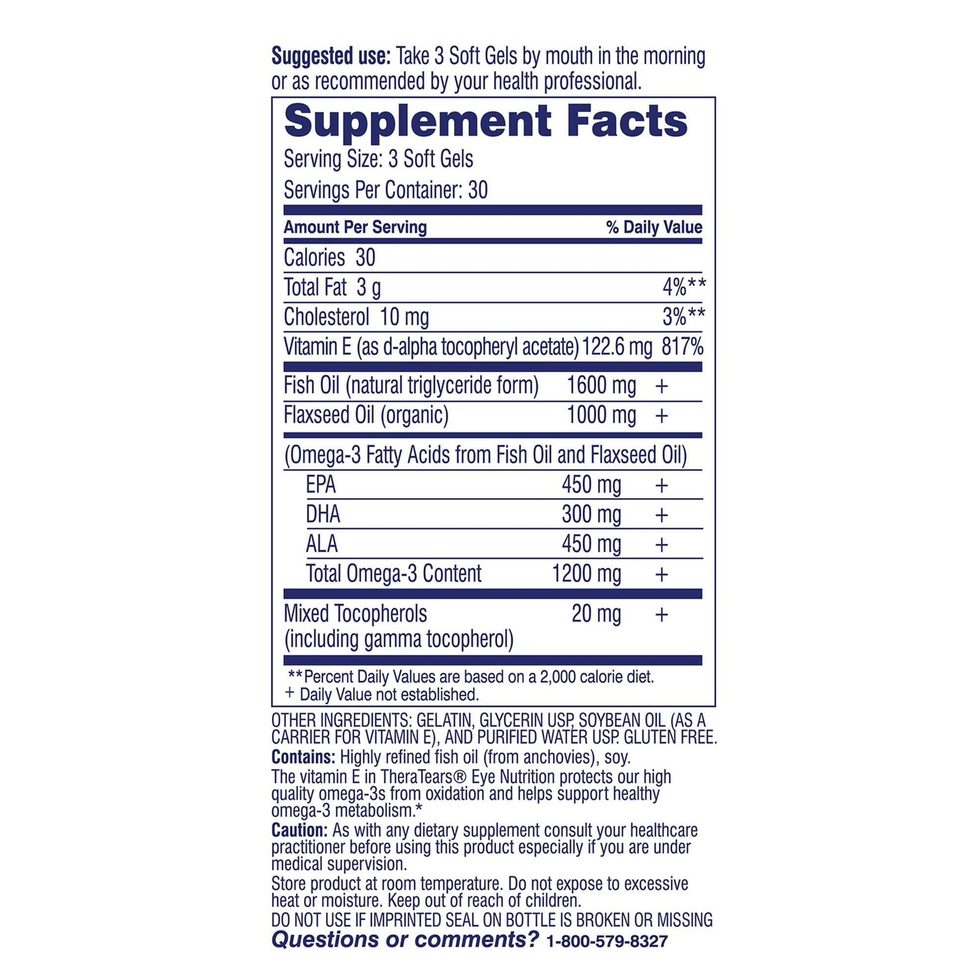 TheraTears Omega 3 Supplement, 1200mg, 90 ct (Pack of 1) - PrimeBioHealth - canada supplements