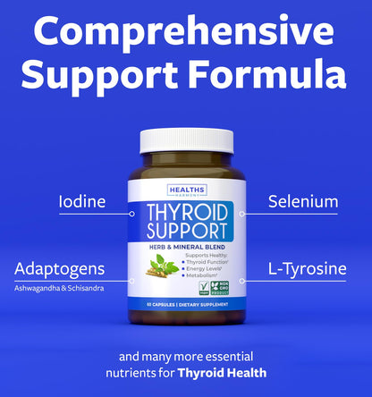 Thyroid Support with Iodine - 120 Capsules (Non-GMO) Improve Your Energy - Ashwagandha Root, Zinc, Selenium, Vitamin B12 Complex - Thyroid Health Supplement for Women and for Men - 60 Day Supply - PrimeBioHealth - canada supplements