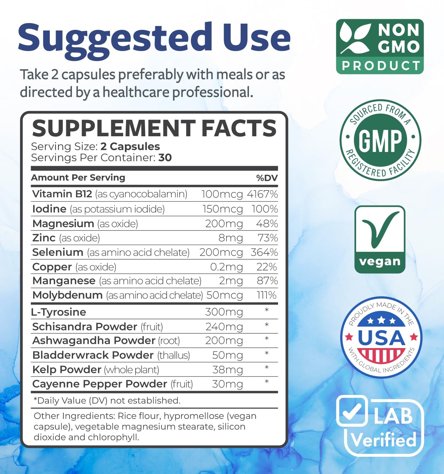 Thyroid Support with Iodine - 120 Capsules (Non-GMO) Improve Your Energy - Ashwagandha Root, Zinc, Selenium, Vitamin B12 Complex - Thyroid Health Supplement for Women and for Men - 60 Day Supply - PrimeBioHealth - canada supplements