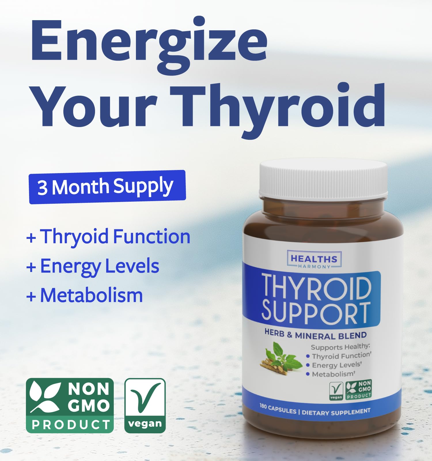 Thyroid Support with Iodine - 120 Capsules (Non-GMO) Improve Your Energy - Ashwagandha Root, Zinc, Selenium, Vitamin B12 Complex - Thyroid Health Supplement for Women and for Men - 60 Day Supply - PrimeBioHealth - canada supplements