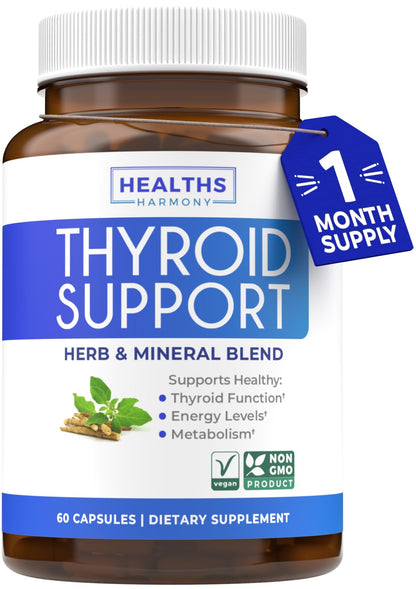 Thyroid Support with Iodine - 120 Capsules (Non-GMO) Improve Your Energy - Ashwagandha Root, Zinc, Selenium, Vitamin B12 Complex - Thyroid Health Supplement for Women and for Men - 60 Day Supply - PrimeBioHealth - canada supplements