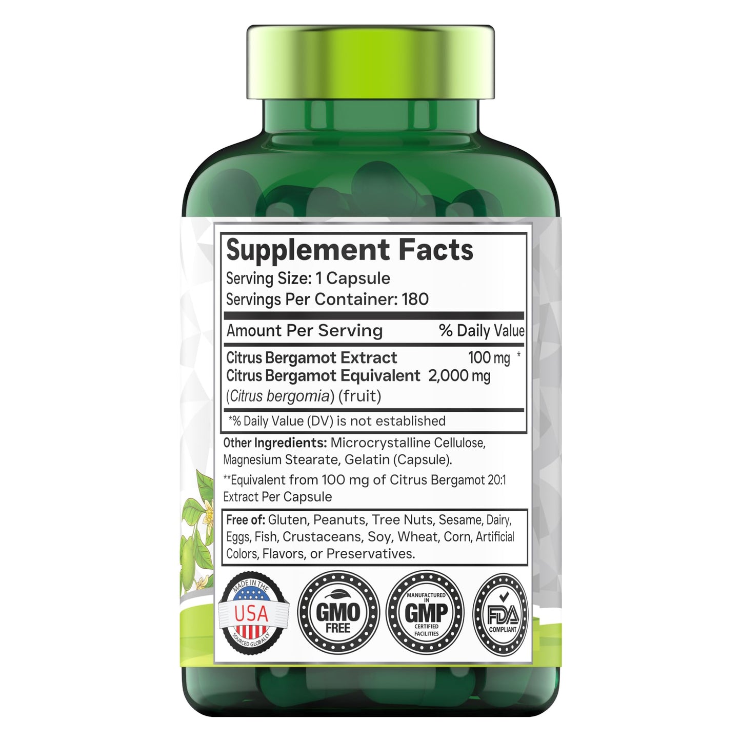 tnvitamins Citrus Bergamot 2000mg - 180 Capsules | Ultra Potent Citrus Bergamot Supplement 2000 mg Per 1 Capsule Serving - PrimeBioHealth - canada supplements
