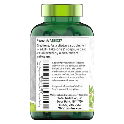 tnvitamins Citrus Bergamot 2000mg - 180 Capsules | Ultra Potent Citrus Bergamot Supplement 2000 mg Per 1 Capsule Serving - PrimeBioHealth - canada supplements
