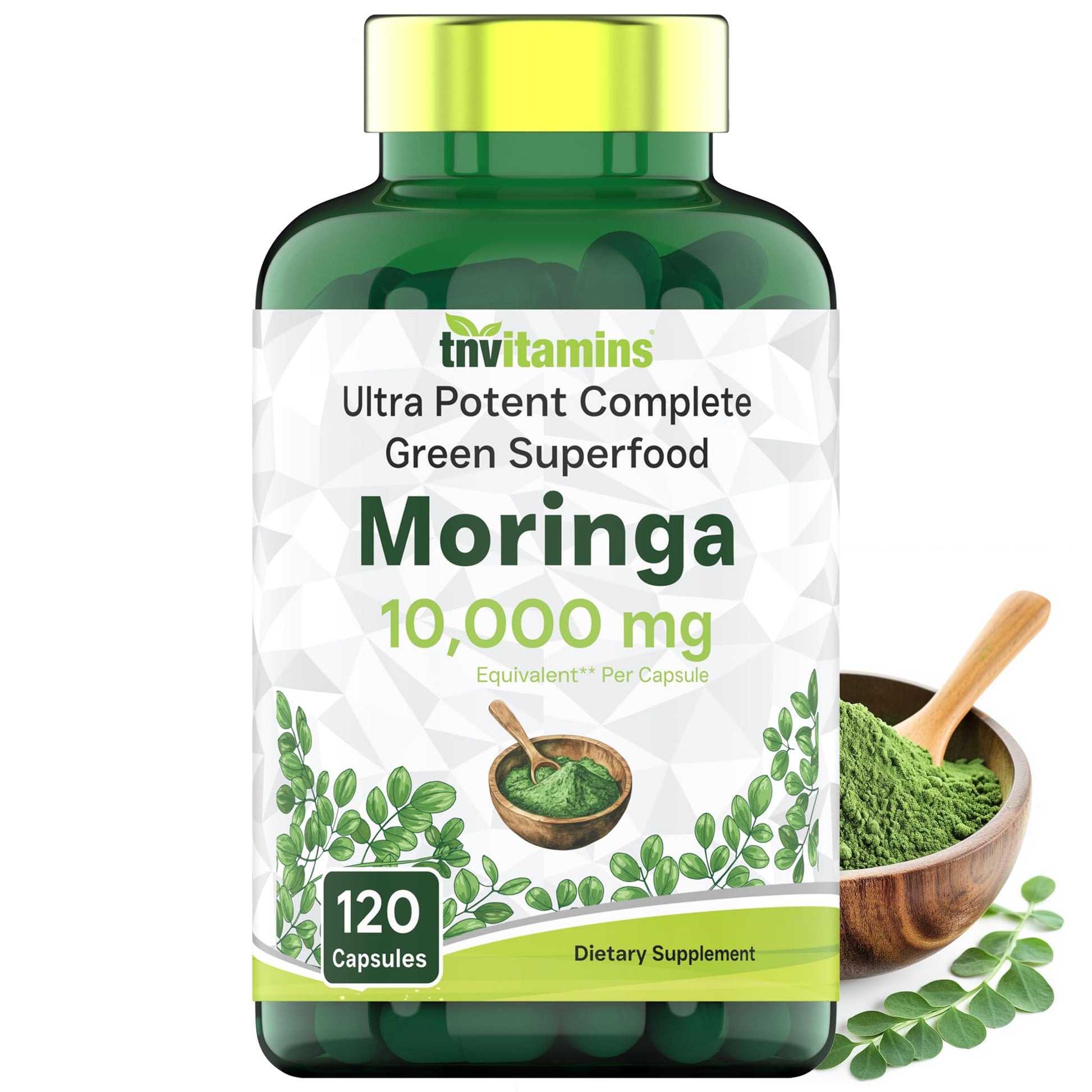 tnvitamins Moringa Capsules 10,000 mg - 120 Capsules | High Potency Moringa Leaf Extract Superfood Supplement for Energy - PrimeBioHealth - canada supplements