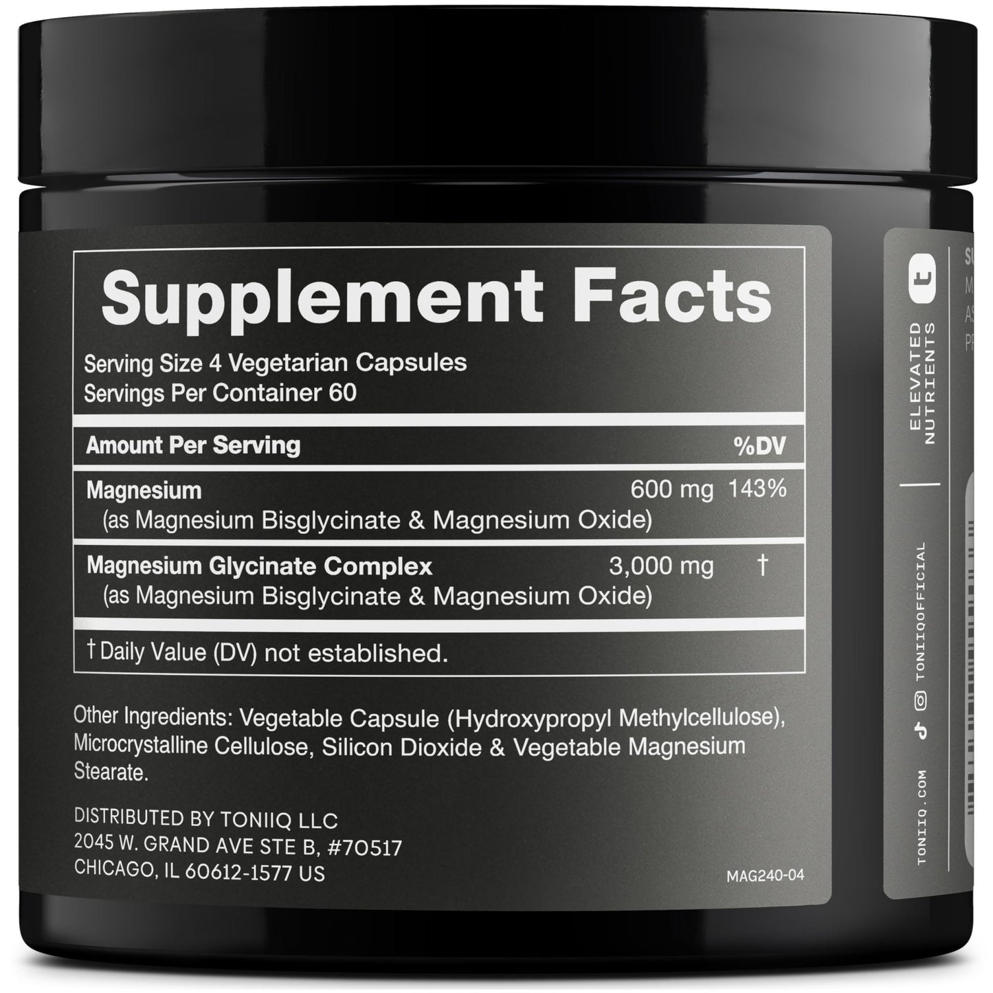 Toniiq 3,000mg Ultra High Strength Magnesium Glycinate - 20% Purified to Contain 600mg of Elemental Magnesium - Chelated and Bioavailable Magnesium - PrimeBioHealth - canada supplements