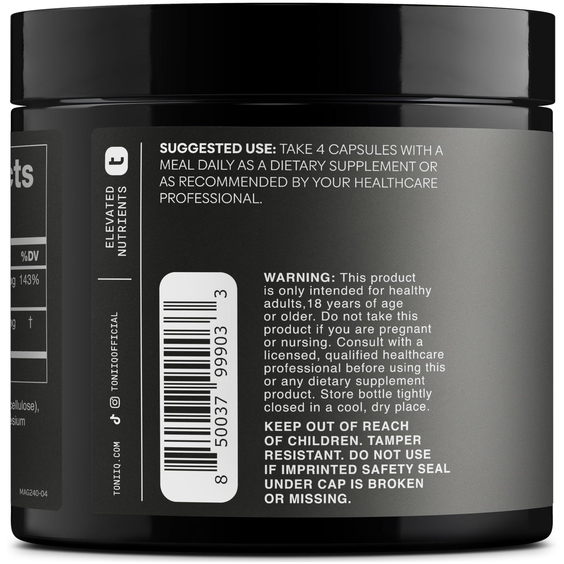 Toniiq 3,000mg Ultra High Strength Magnesium Glycinate - 20% Purified to Contain 600mg of Elemental Magnesium - Chelated and Bioavailable Magnesium - PrimeBioHealth - canada supplements