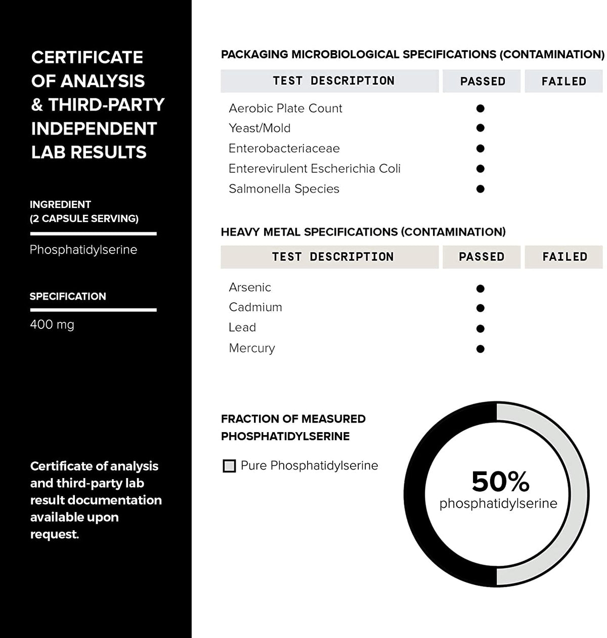 Toniiq Phosphatidylserine - 400mg Formula - World’s First 50% Purity - Highest Purity in the US - Soy Free Phosphatidylserine Supplement - PrimeBioHealth - canada supplements