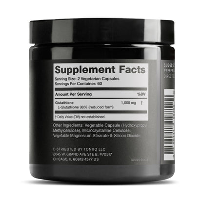 Toniiq Ultra High Strength Glutathione Capsules - 1000mg Concentrated Formula - 98%+ Highly Purified and Bioavailable - Non-GMO Fermentation - PrimeBioHealth - canada supplements