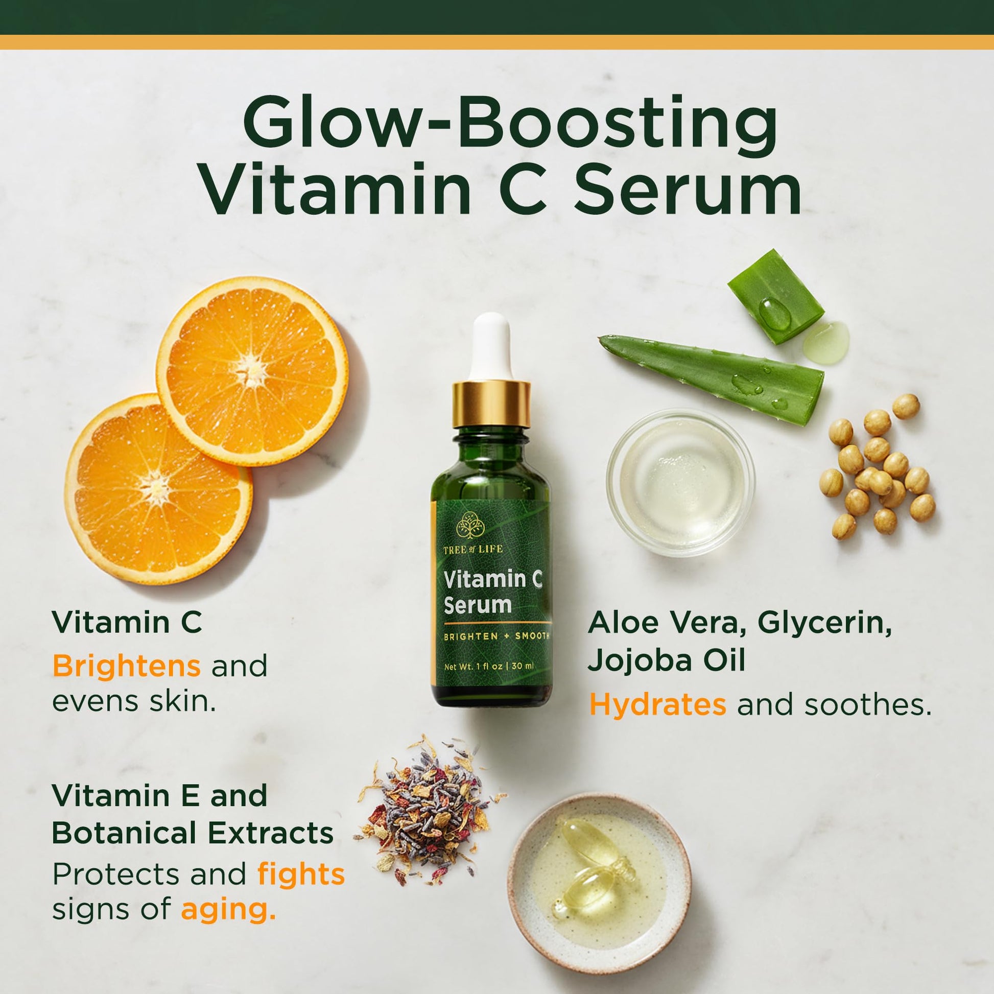 Tree of Life Beauty Vitamin C Skin Care Set, Skin Brightening Face Oil for Dark and Age Spots, Facial Serums - PrimeBioHealth - canada supplements