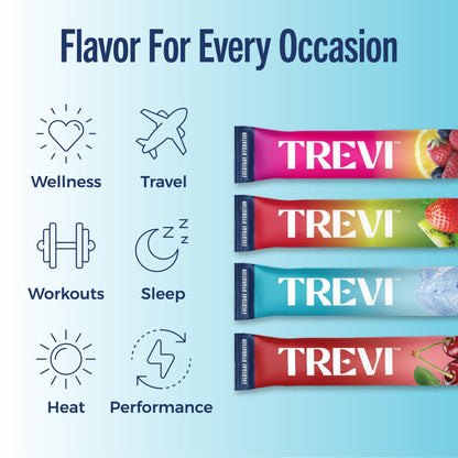 TREVI™ Everyday Sugar Free Electrolytes - Essential Drink Mix Hydration Powder Packets - 20 Count - Favorites Variety Pack - Sour Cherry, Strawberry Kiwi, Berry Lemonade, Arctic Frost - PrimeBioHealth - canada supplements