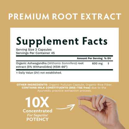 TRIBE ORGANICS Ashwagandha KSM 66 Pure Organic Root Powder Extract Ayurvedic Supplement - Focus, Mood Support, Increase Energy, Strength, 600mg of Natural KSM66 - PrimeBioHealth - canada supplements