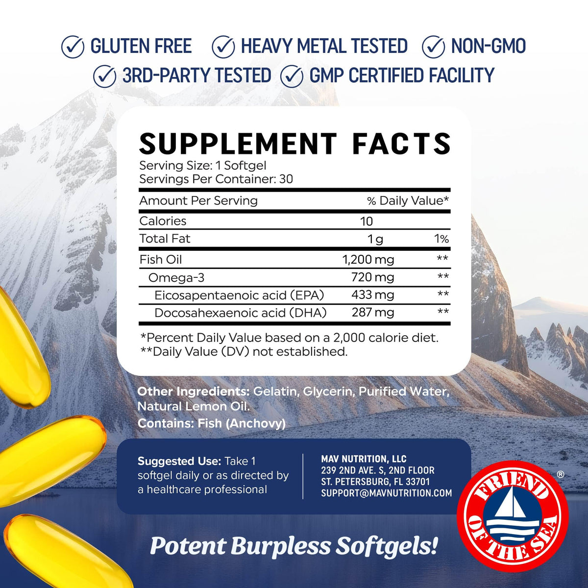 Triple Strength Omega 3 Fish Oil 1200 mg | EPA & DHA | Wild Caught, Sustainably Sourced Omega-3 Fatty Acids | Premium Burpless Fish Oil Supplements - PrimeBioHealth - canada supplements