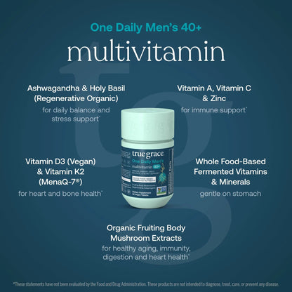 True Grace Men's 40+ One Daily Multivitamin Fermented Minerals, Organic Adaptogens & Mushrooms Whole Body Balance Immune - PrimeBioHealth - canada supplements