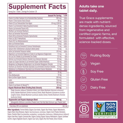 True Grace One Daily Women’s Multivitamin 40+ Fermented Minerals, Organic Adaptogens & Mushrooms Energy, Immune, Bone Support - PrimeBioHealth - canada supplements