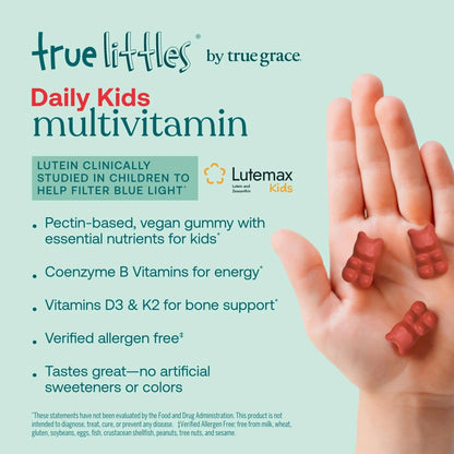 True Grace True Littles Daily Kids Multi - 120 Pectin Gummies - Immune, Cognitive, Bone & Eye Support - Clinically Studied Lutemax Kids Lutein - PrimeBioHealth - canada supplements