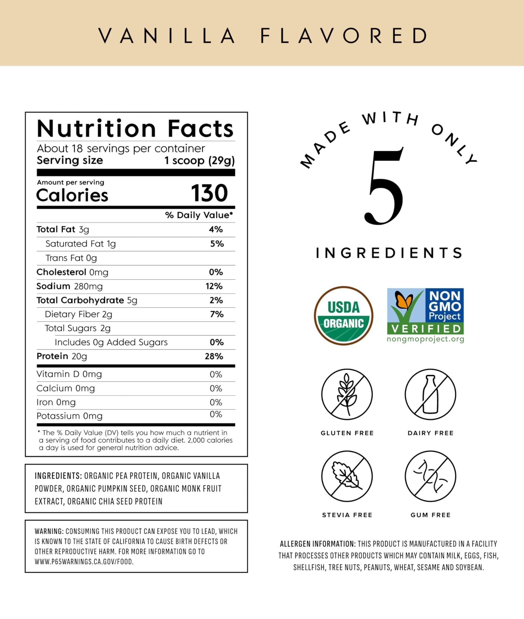 Truvani Organic Plant Based Protein Powder | Vanilla | 20g Pea Protein | 18 Servings | Vegan & Keto | Gluten & Dairy Free | Low Carb | No Added Sugar - PrimeBioHealth - canada supplements