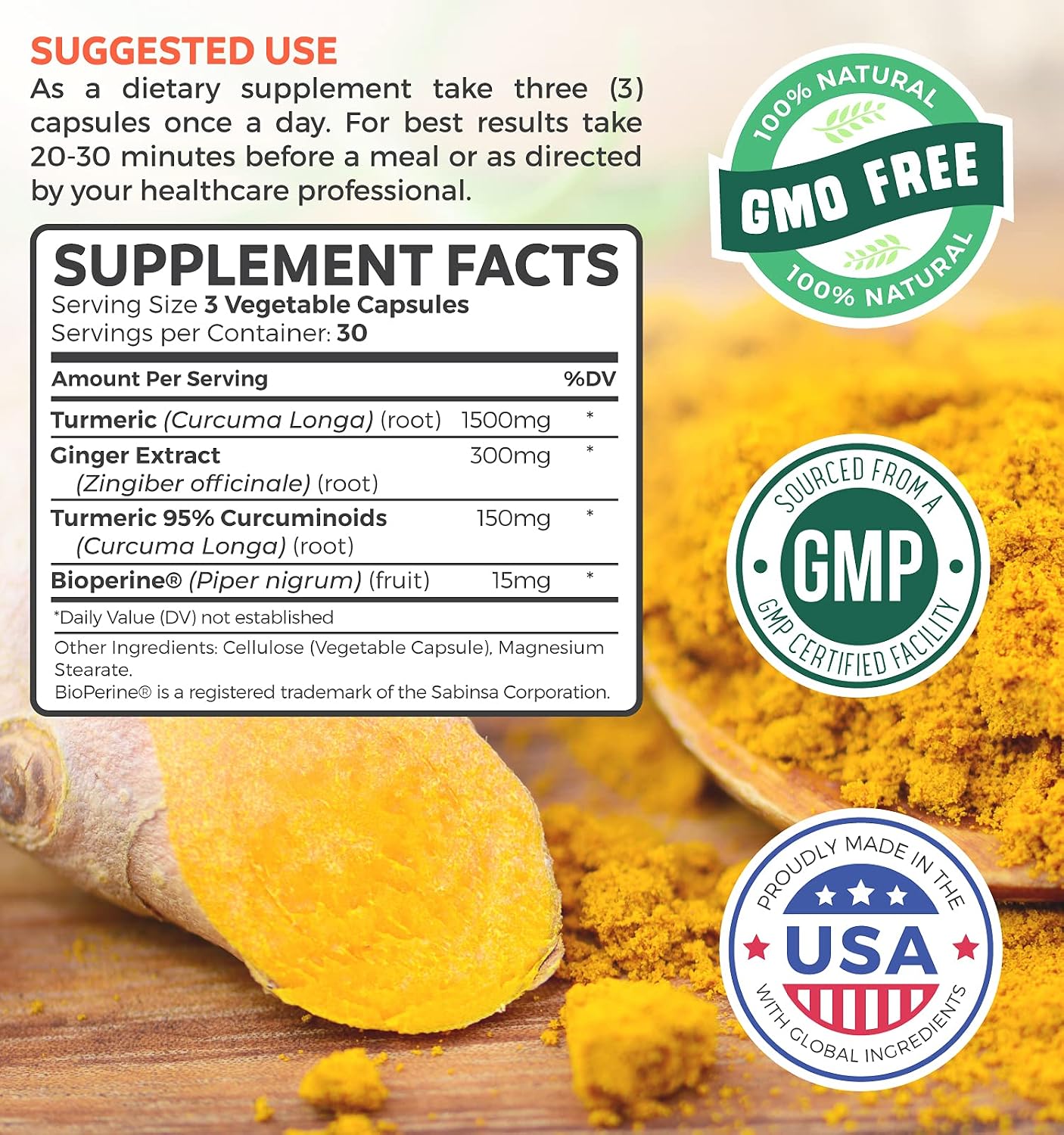 Turmeric and Ginger Supplement (Non-GMO) 1980mg Serving - Turmeric Curcumin with Black Pepper Bioperine, Ginger Extract, and 95% Curcuminoids Powder - Tumeric Joint Support Supplement - 90 Capsules - PrimeBioHealth - canada supplements