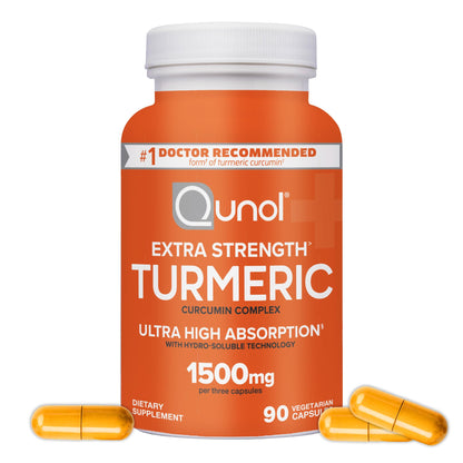 Turmeric Curcumin Capsules, Qunol with Ultra High Absorption 1500mg, Joint Support, Dietary Supplement, Extra Strength, 90 Vegetarian Capsules - PrimeBioHealth - canada supplements