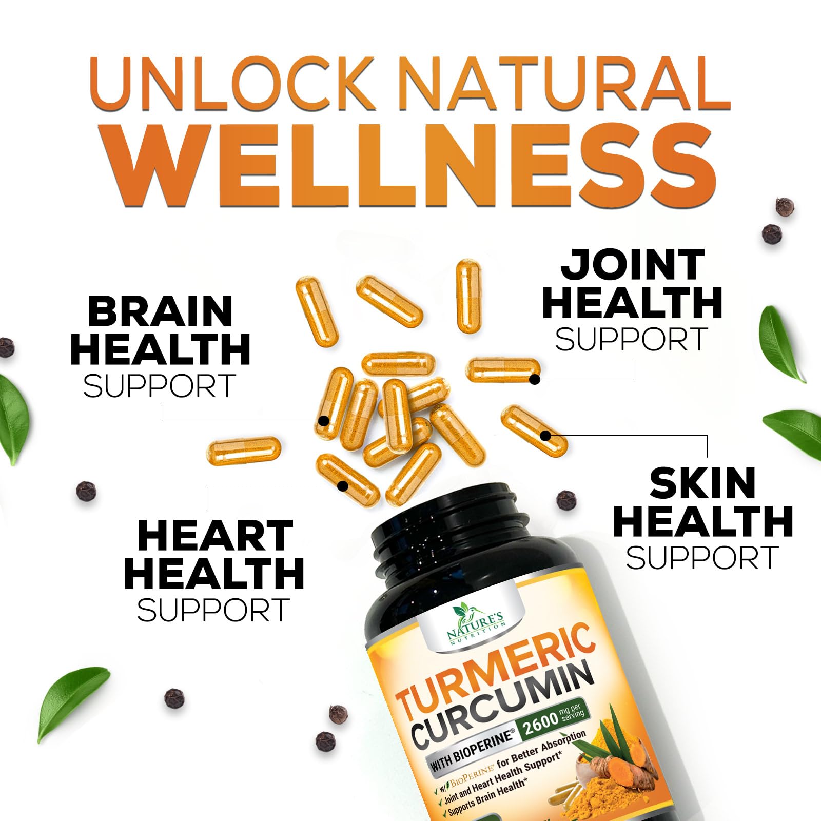 Turmeric Curcumin Supplement - 2400mg Organic Turmeric Per Serving - 95% Curcuminoids & BioPerine Black Pepper Extract for Best Absorption - Natural Vegan Joint Support - PrimeBioHealth - canada supplements