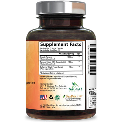 Turmeric Curcumin Supplement - 95% Curcuminoids with Organic Turmeric & BioPerine Black Pepper for Best Absorption - Daily Joint & Immune Health Support - PrimeBioHealth - canada supplements