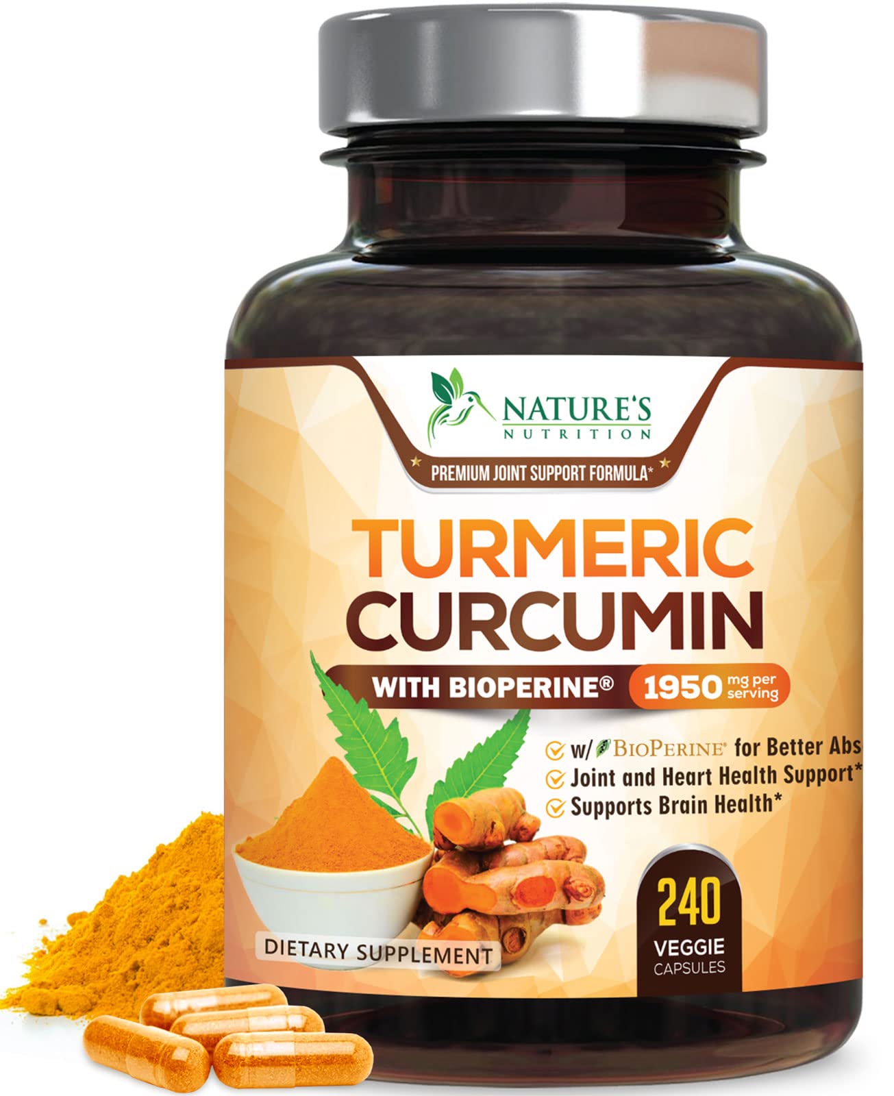 Turmeric Curcumin Supplement - 95% Curcuminoids with Organic Turmeric & BioPerine Black Pepper for Best Absorption - Daily Joint & Immune Health Support - PrimeBioHealth - canada supplements