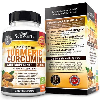 Turmeric Curcumin with Black Pepper Extract 1500mg - High Absorption Ultra Potent Turmeric Supplement with 95% Curcuminoids and BioPerine - PrimeBioHealth - canada supplements