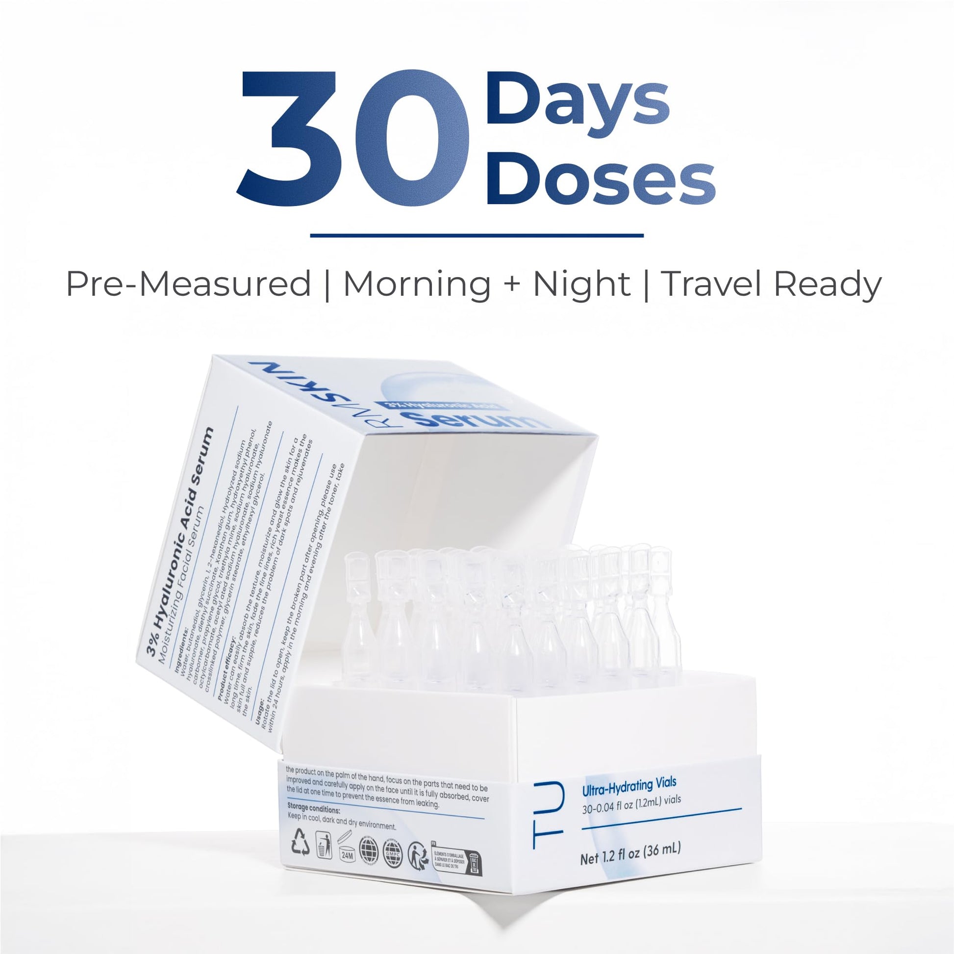 TURMSKIN® Hyaluronic Acid Serum Ampoules [ULTRA HYDRATING VIALS] - 3% Hyaluron Booster for Glass Skin & Anti Aging - 24 Hours Hydration - PrimeBioHealth - canada supplements