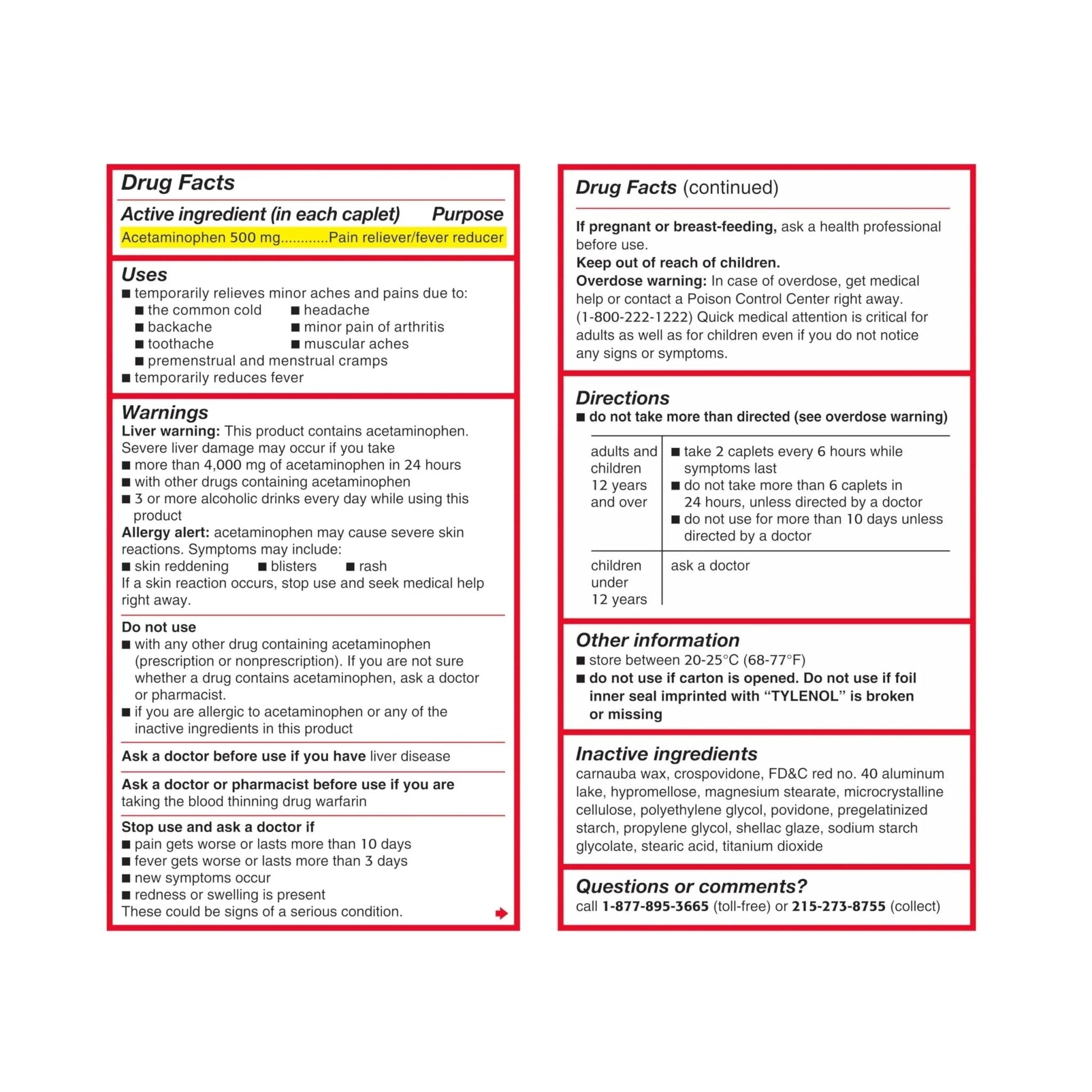 Tylenol Extra Strength Acetaminophen 500 mg Caplets, Fast, Strong Pain Relief, Fever Reducer, Pills for Headache, Backache, Toothache, Minor Arthritis & Menstrual Cramps, Value Size, 225 Count - PrimeBioHealth - canada supplements