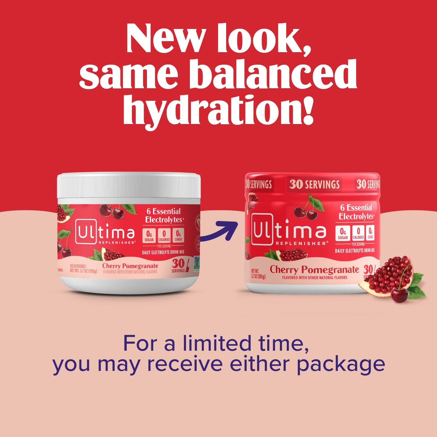 Ultima Replenisher Daily Electrolyte Powder Drink Mix – Sugar Free – Cherry Pomegranate, 30 Servings – Hydration Powder with 6 Electrolytes - PrimeBioHealth - canada supplements