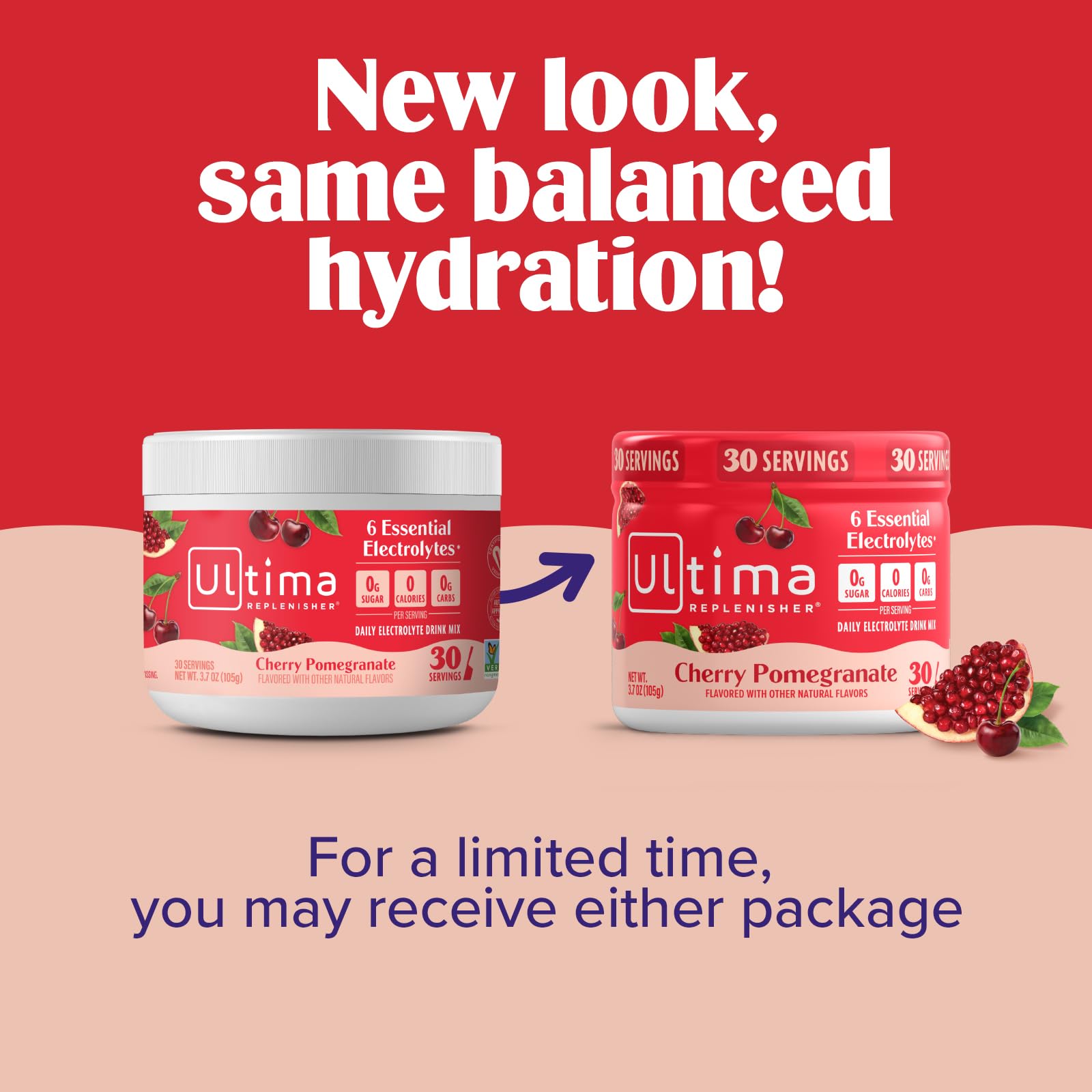 Ultima Replenisher Daily Electrolyte Powder Drink Mix – Sugar Free – Cherry Pomegranate, 30 Servings – Hydration Powder with 6 Electrolytes - PrimeBioHealth - canada supplements