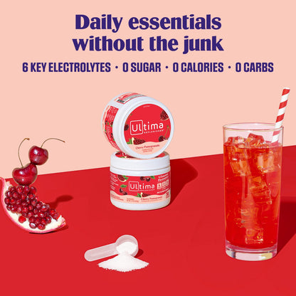Ultima Replenisher Daily Electrolyte Powder Drink Mix – Sugar Free – Cherry Pomegranate, 30 Servings – Hydration Powder with 6 Electrolytes - PrimeBioHealth - canada supplements