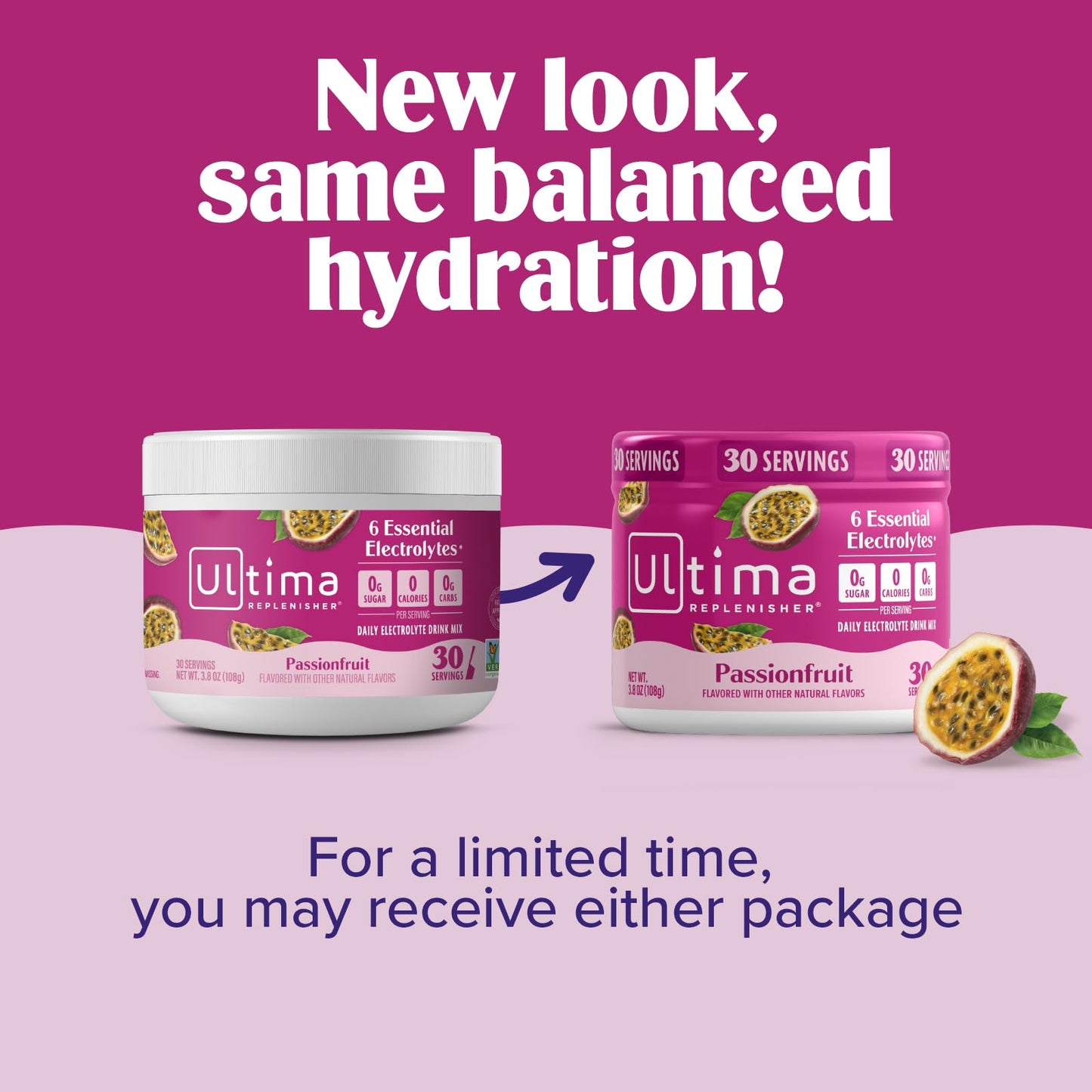 Ultima Replenisher Daily Electrolyte Powder Drink Mix – Sugar Free – Passionfruit, 30 Servings – Hydration Powder with 6 Key Electrolytes - PrimeBioHealth - canada supplements