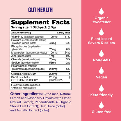 Ultima Replenisher Gut Health Supplement and Electrolytes Powder - Raspberry Lemonade, 14 Stickpacks - PrimeBioHealth - canada supplements
